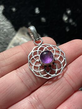 Purple Amethyst Stone Sacred Geometry Crystal Pendant Jewelry #PcWd1HNycQk