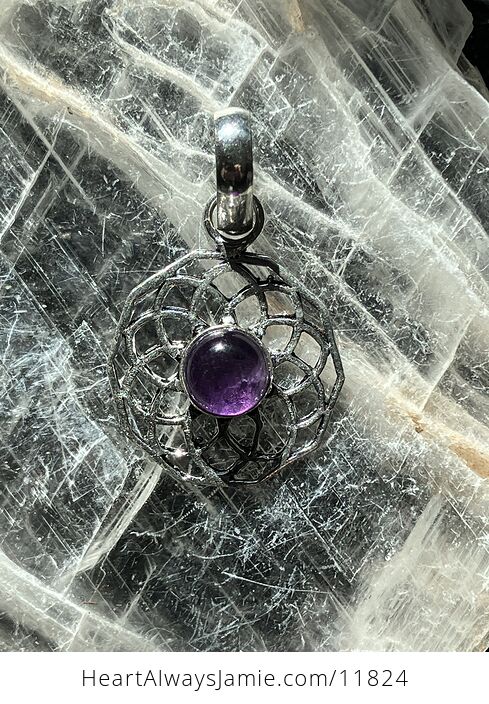 Purple Amethyst Stone Sacred Geometry Crystal Pendant Jewelry - #PcWd1HNycQk-6