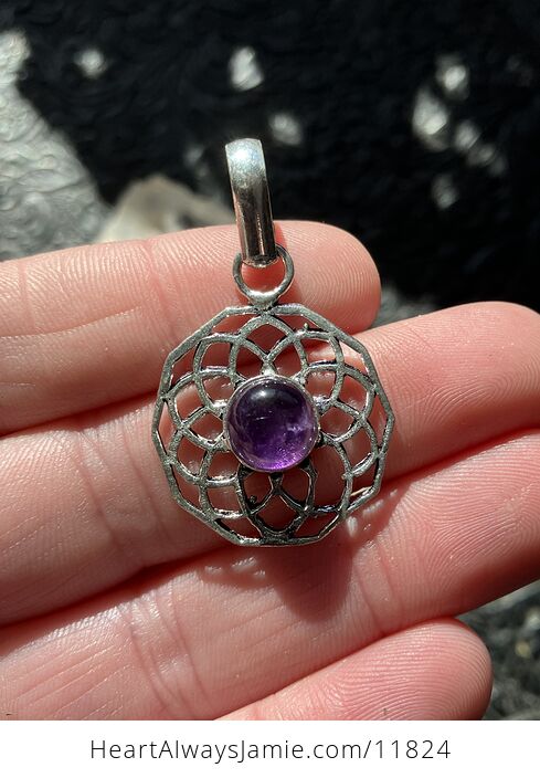 Purple Amethyst Stone Sacred Geometry Crystal Pendant Jewelry - #PcWd1HNycQk-2