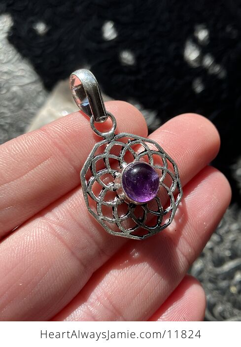 Purple Amethyst Stone Sacred Geometry Crystal Pendant Jewelry - #PcWd1HNycQk-3