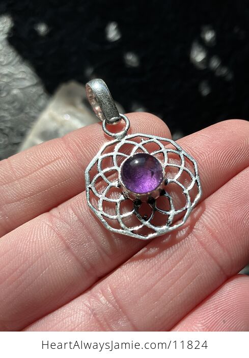 Purple Amethyst Stone Sacred Geometry Crystal Pendant Jewelry - #PcWd1HNycQk-1