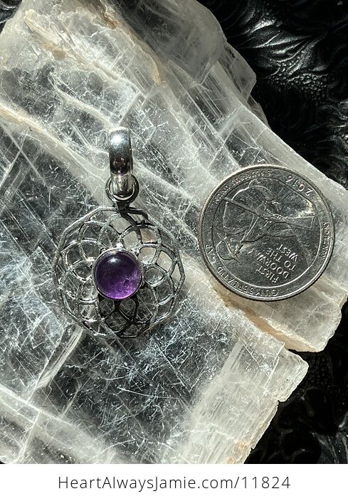 Purple Amethyst Stone Sacred Geometry Crystal Pendant Jewelry - #PcWd1HNycQk-5