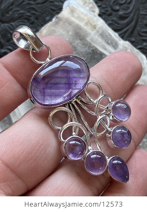 Purple Amethyst Stone Swirl Crystal Pendant Jewelry - #QdPScJWqeJs-3