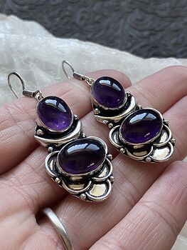 Purple Amethyst Witchy Crescent Moon Lunar Stone Crystal Jewelry Earrings #zAetmFUTu8o