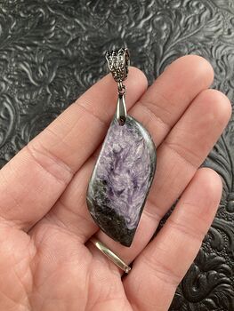 Purple and Black Charoite Stone Crystal Jewelry Pendant #vrZLOZ0gCkk