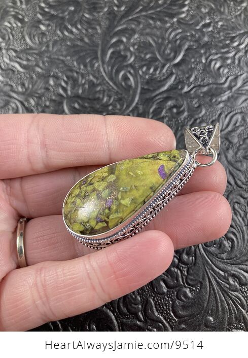 Purple and Green Atlantisite Crystal Stone Jewelry Pendant - #mByqyPFuIXo-2