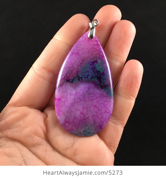 Purple and Green Dragon Veins Agate Stone Jewelry Pendant - #lkeuLE9DgPs-1