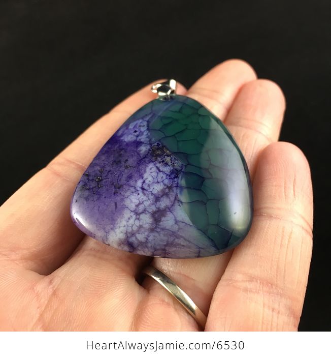 Purple and Green Dragon Veins Agate Stone Jewelry Pendant - #mKjcZhgexVg-2