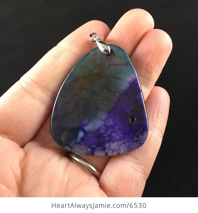 Purple and Green Dragon Veins Agate Stone Jewelry Pendant - #mKjcZhgexVg-6