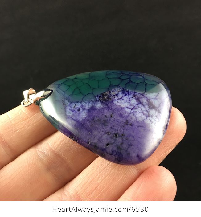 Purple and Green Dragon Veins Agate Stone Jewelry Pendant - #mKjcZhgexVg-4