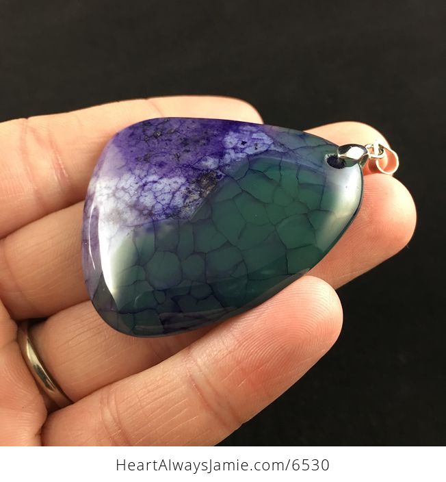 Purple and Green Dragon Veins Agate Stone Jewelry Pendant - #mKjcZhgexVg-3