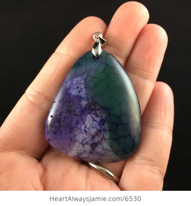 Purple and Green Dragon Veins Agate Stone Jewelry Pendant - #mKjcZhgexVg-1
