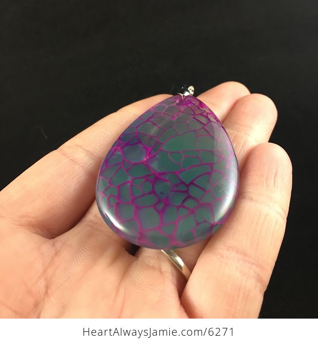 Purple and Green Dragon Veins Agate Stone Jewelry Pendant - #wh6gL8zLK9U-2