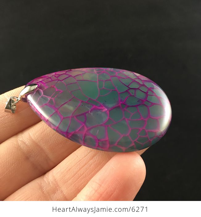 Purple and Green Dragon Veins Agate Stone Jewelry Pendant - #wh6gL8zLK9U-4