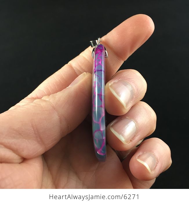 Purple and Green Dragon Veins Agate Stone Jewelry Pendant - #wh6gL8zLK9U-5