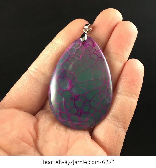 Purple and Green Dragon Veins Agate Stone Jewelry Pendant - #wh6gL8zLK9U-1