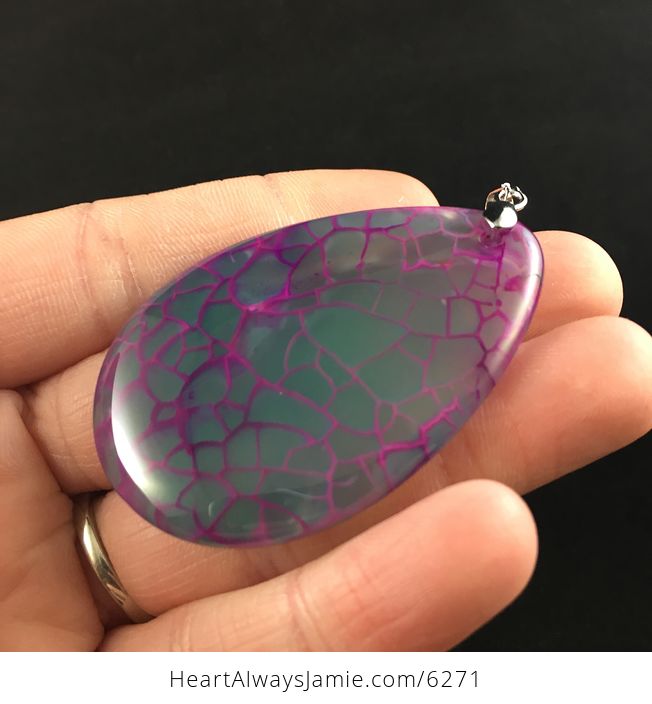 Purple and Green Dragon Veins Agate Stone Jewelry Pendant - #wh6gL8zLK9U-3