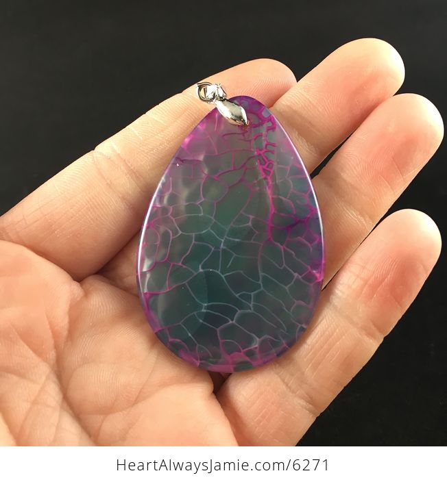 Purple and Green Dragon Veins Agate Stone Jewelry Pendant - #wh6gL8zLK9U-6