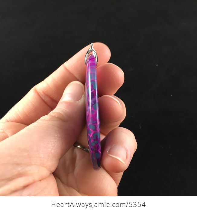 Purple and Green Dragon Veins Agate Stone Jewelry Pendant - #zbHIyyEEBts-5