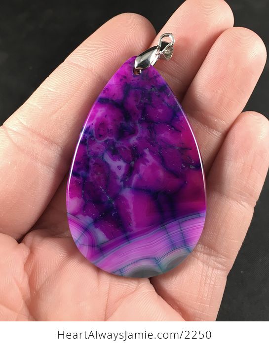 Purple and Green Dragon Veins Agate Stone Pendant Necklace - #OFXx0GxE2CQ-2