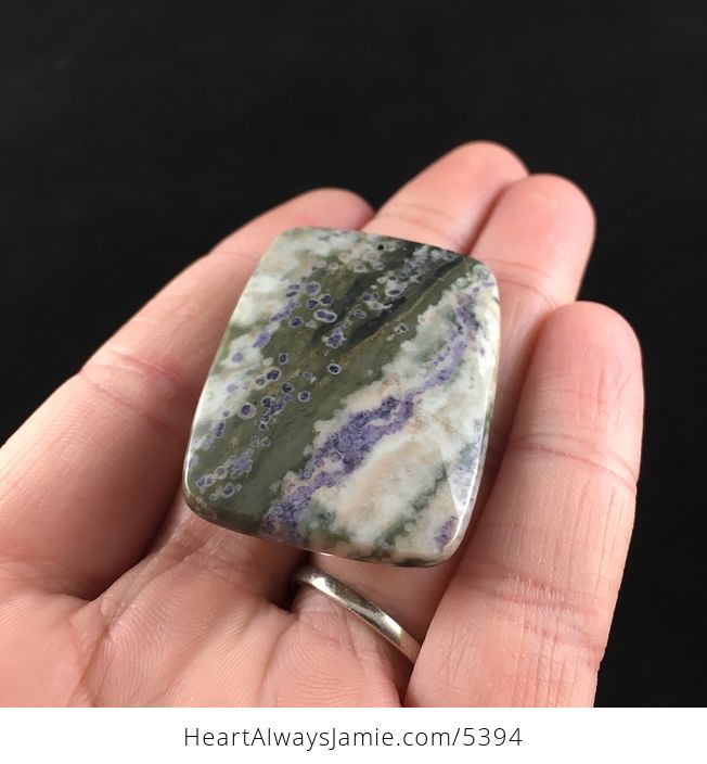 Purple and Green Peace Jade Stone Jewelry Pendant - #OmHKP9LPxjI-2