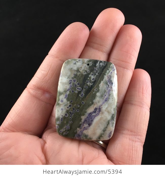 Purple and Green Peace Jade Stone Jewelry Pendant - #OmHKP9LPxjI-1