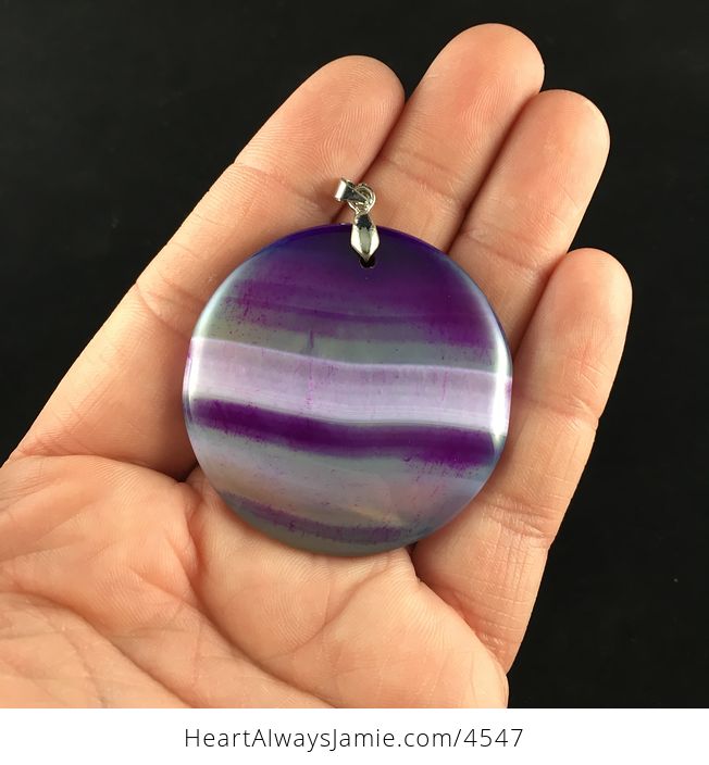 Purple and Green Round Agate Stone Jewelry Pendant - #aPeLvfKdYbs-1