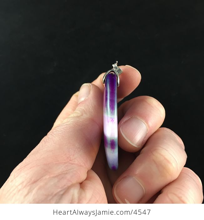 Purple and Green Round Agate Stone Jewelry Pendant - #aPeLvfKdYbs-2