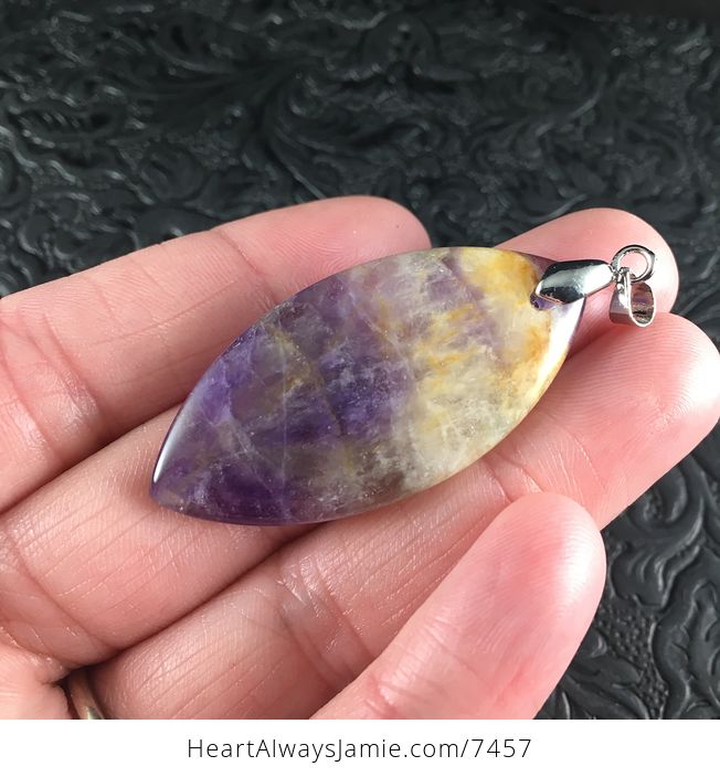 Purple and Orange Brazil Amethyst Stone Pendant Jewelry - #sbHFH0aZX4U-3
