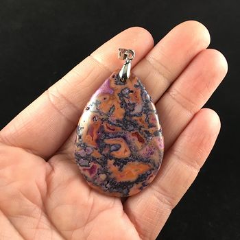 Purple and Orange Crazy Lace Agate Stone Jewelry Pendant #fgzcyCsobnE