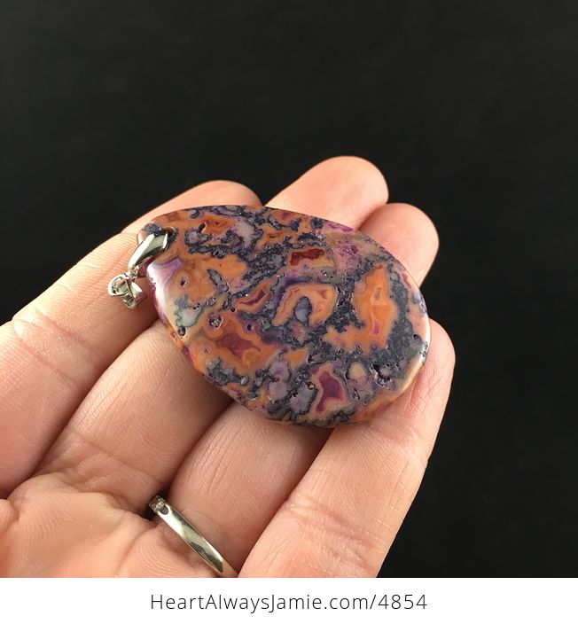 Purple and Orange Crazy Lace Agate Stone Jewelry Pendant - #fgzcyCsobnE-3