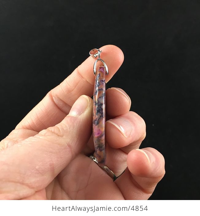 Purple and Orange Crazy Lace Agate Stone Jewelry Pendant - #fgzcyCsobnE-5