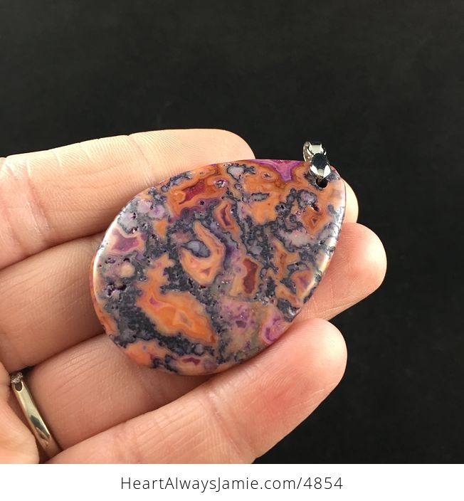 Purple and Orange Crazy Lace Agate Stone Jewelry Pendant - #fgzcyCsobnE-4