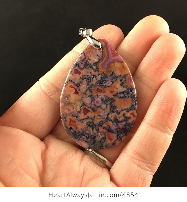 Purple and Orange Crazy Lace Agate Stone Jewelry Pendant - #fgzcyCsobnE-6