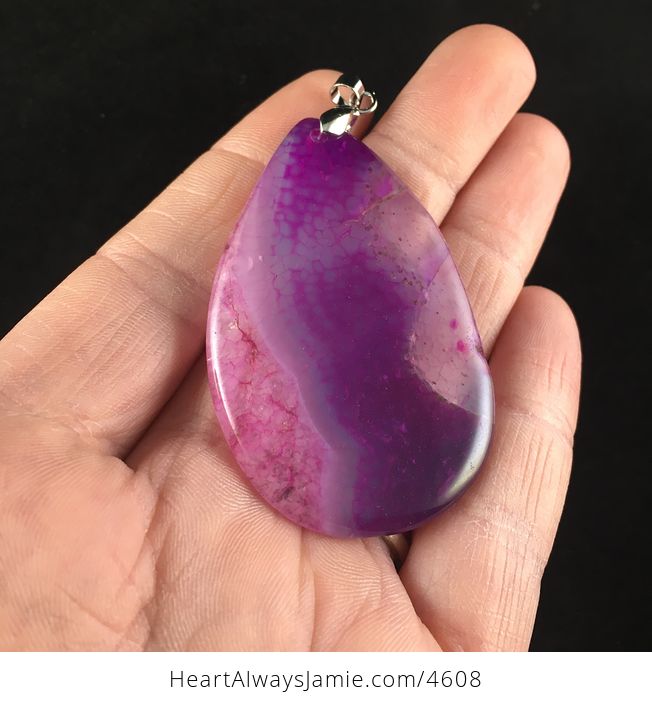 Purple and Pink Dragon Veins Druzy Agate Stone Jewelry Pendant - #WmjE5LGILcI-2