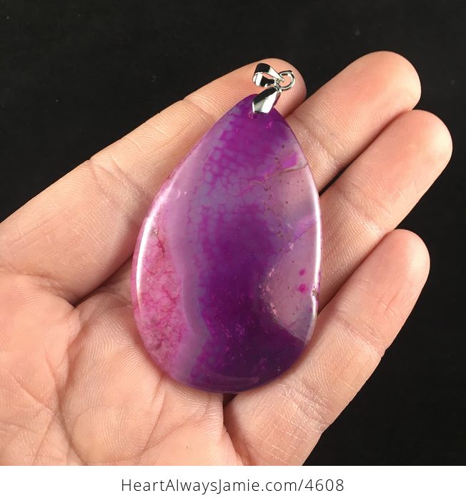 Purple and Pink Dragon Veins Druzy Agate Stone Jewelry Pendant - #WmjE5LGILcI-1