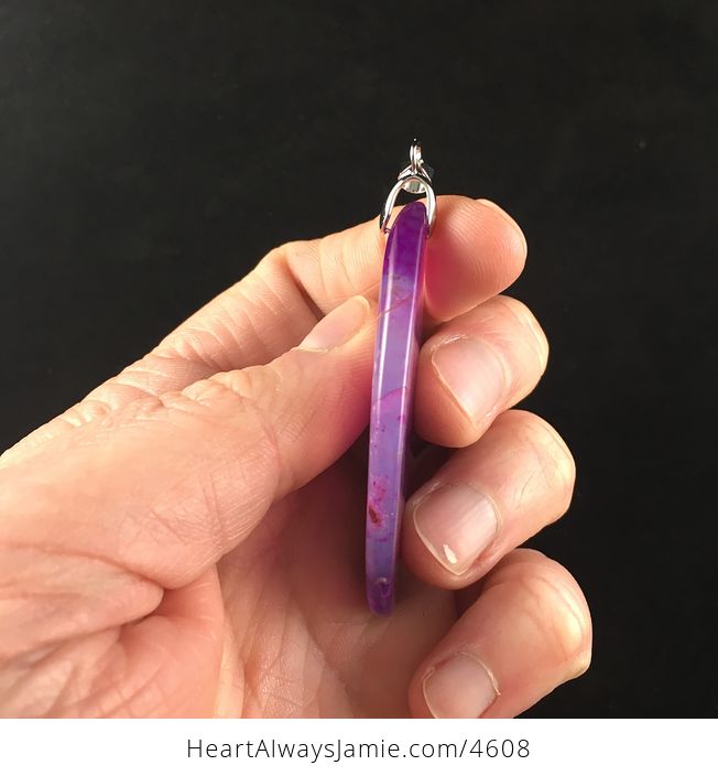 Purple and Pink Dragon Veins Druzy Agate Stone Jewelry Pendant - #WmjE5LGILcI-4