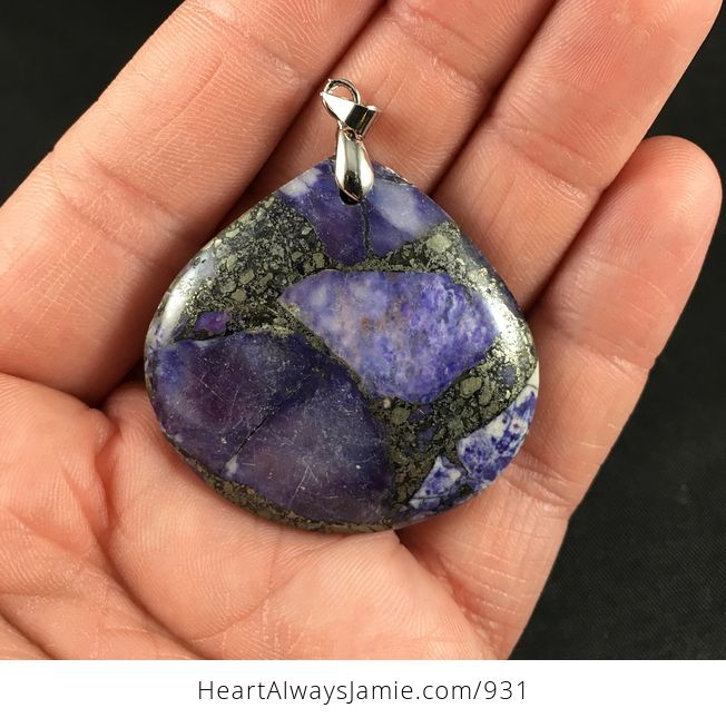 Purple and Pyrite Stone Pendant - #I2tBONhxgyU-1