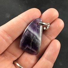 Purple and White Chevron Amethyst Stone Pendant #n0BGuCIN2b0