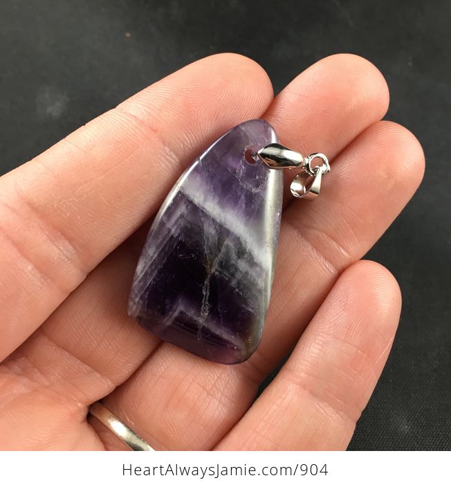 Purple and White Chevron Amethyst Stone Pendant - #n0BGuCIN2b0-1
