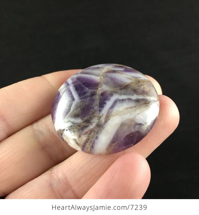 Purple and White Round Brazilian Amethyst Stone Pendant Jewelry - #cAZG41UADko-3