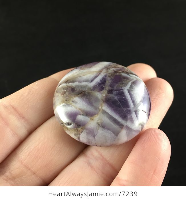 Purple and White Round Brazilian Amethyst Stone Pendant Jewelry - #cAZG41UADko-4