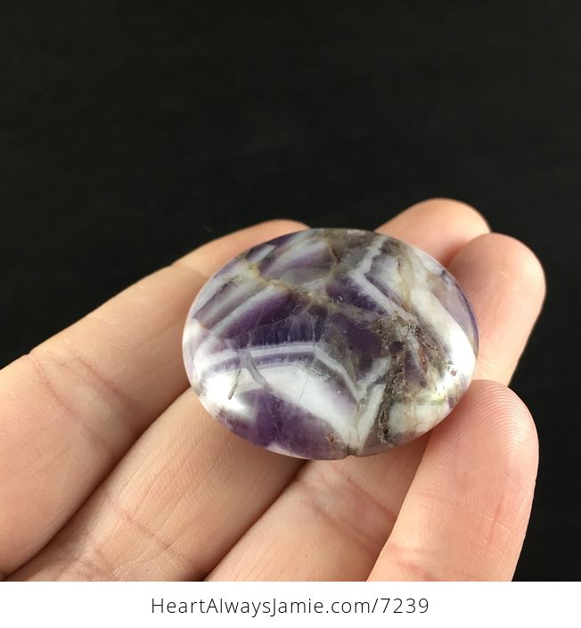 Purple and White Round Brazilian Amethyst Stone Pendant Jewelry - #cAZG41UADko-2