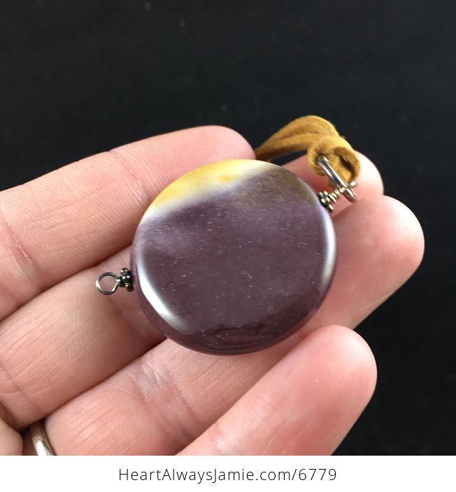 Purple and Yellow Mookaite Jasper Stone Jewelry Pendant Necklace - #EXtpZqqnioE-3