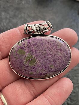 Purple Atlantasite Stitchtite and Serpentine Stone Crystal Jewelry Pendant #9bWh59rgJoM