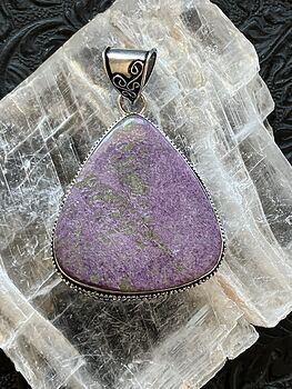Purple Atlantasite Stitchtite and Serpentine Stone Crystal Jewelry Pendant #9yA9FzssrT4