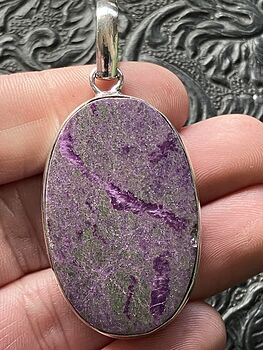 Purple Atlantasite Stitchtite and Serpentine Stone Crystal Jewelry Pendant #L3Non0CRP4c