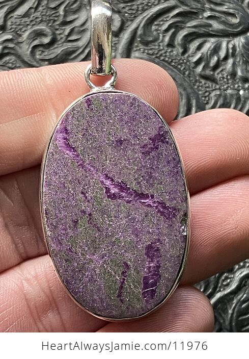 Purple Atlantasite Stitchtite and Serpentine Stone Crystal Jewelry Pendant - #L3Non0CRP4c-1