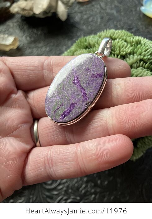 Purple Atlantasite Stitchtite and Serpentine Stone Crystal Jewelry Pendant - #L3Non0CRP4c-3