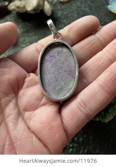 Purple Atlantasite Stitchtite and Serpentine Stone Crystal Jewelry Pendant - #L3Non0CRP4c-5